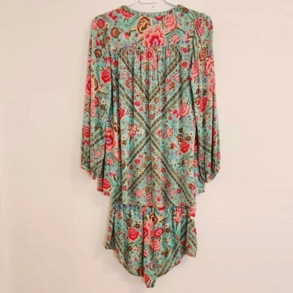 Spell & the Gypsy Collective Designs Babushka Turquoise Blouse Shorts XS
